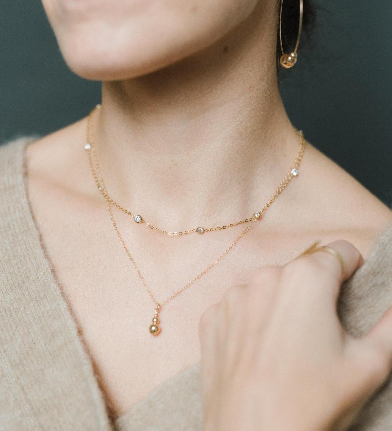 Gold Filled Cubic Zirconia Satellite Chain Necklace