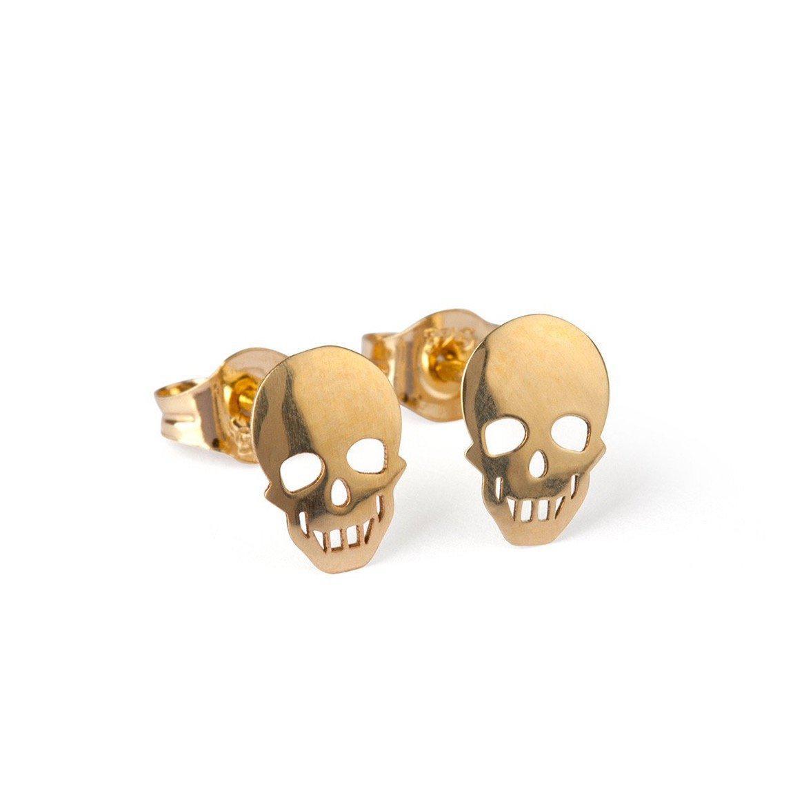 9kt Gold Skull Stud Earrings