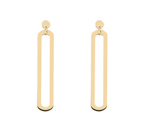 A pair of 9kt gold large open rectangle earrings.