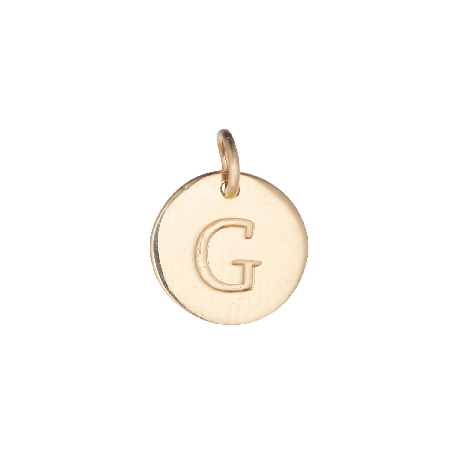 9kt Gold Initial Disc Pendant Necklace (A-Z)