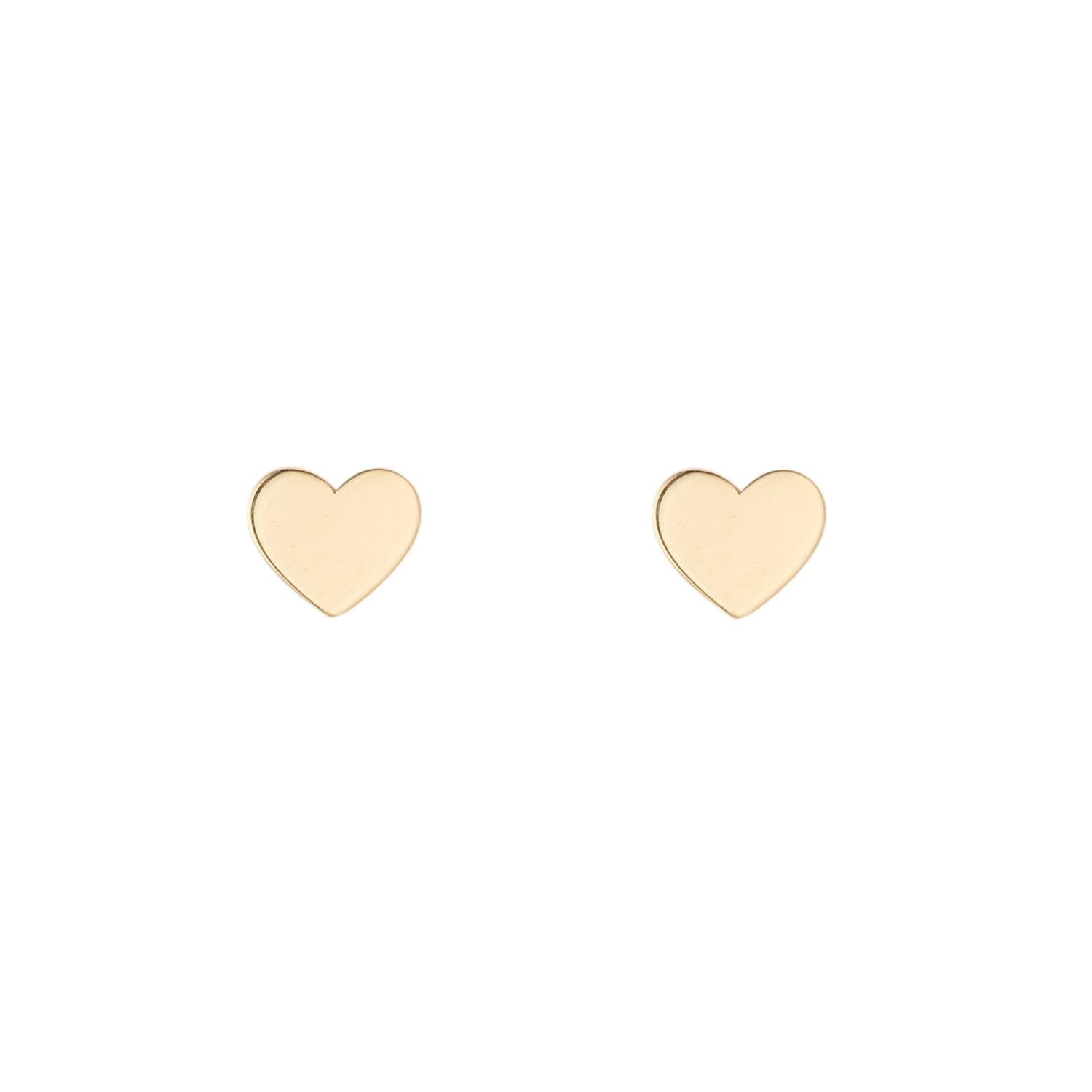9kt Gold Flat Heart Stud Earrings