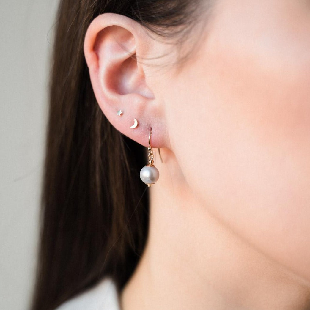 Dublin Rose Gold Crystal Classic Pearl Drop Earrings  Ivory  Co