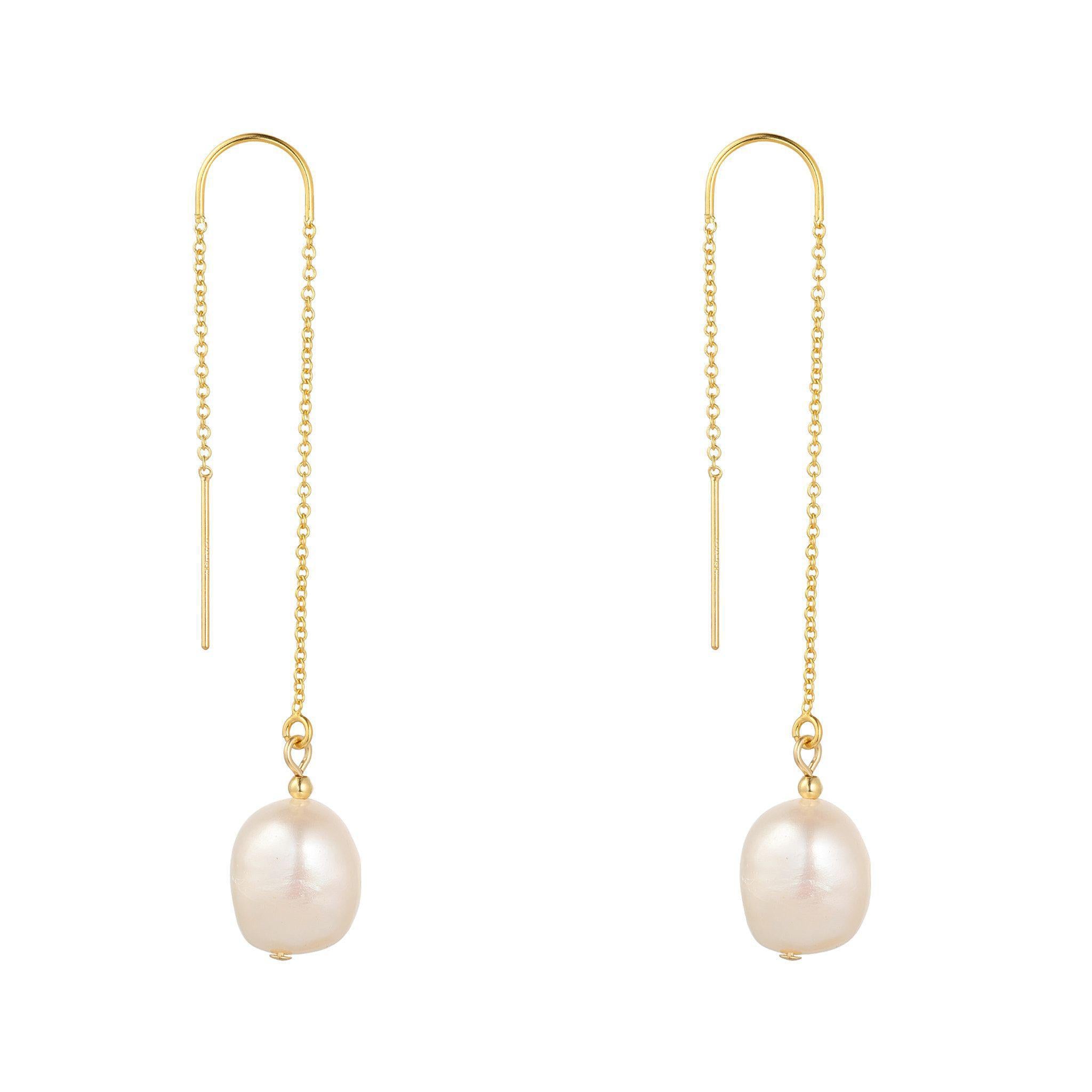 Gold Filled Baroque Pearl Threader Earrings