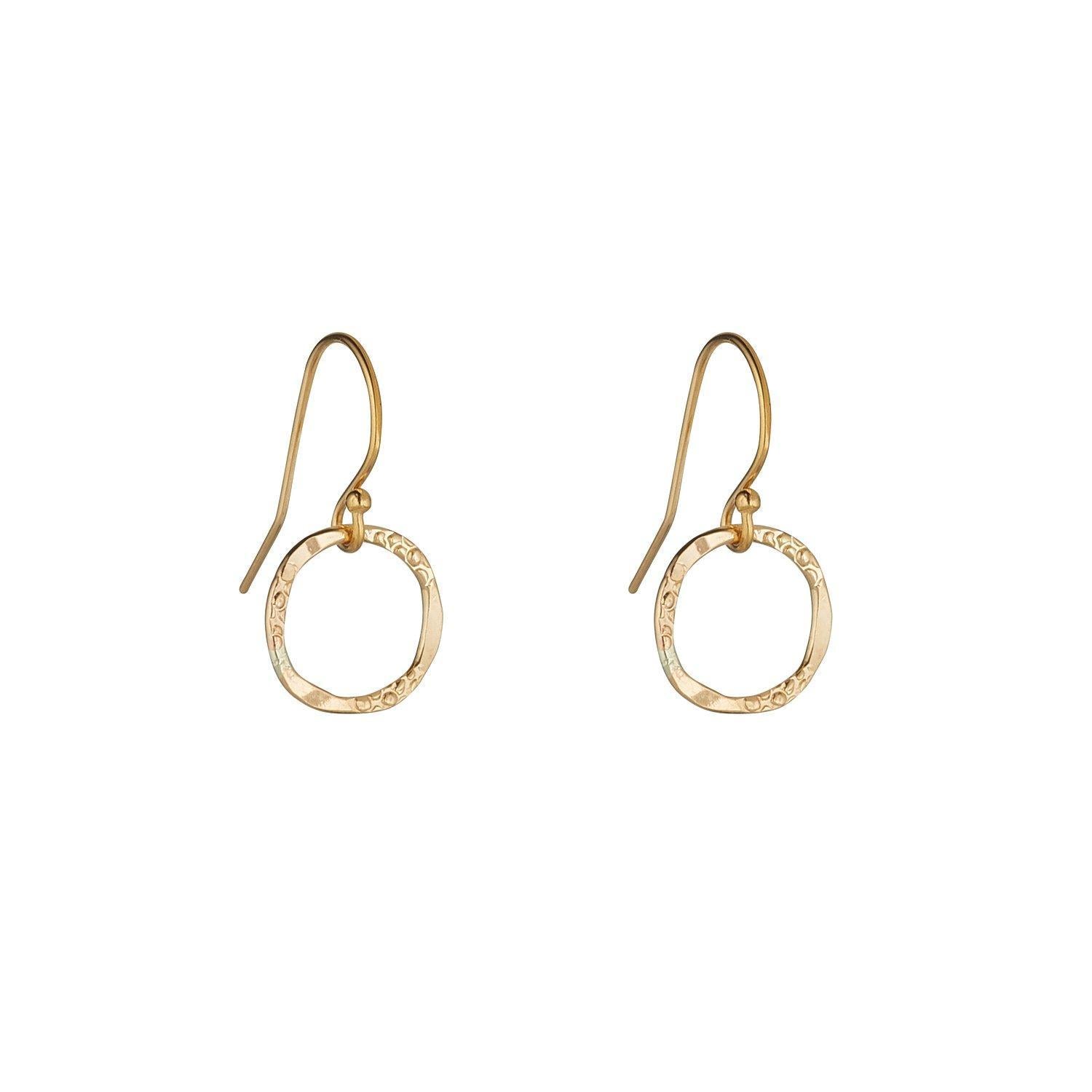 A pair of small Gold-filled molten circle drop earrings 