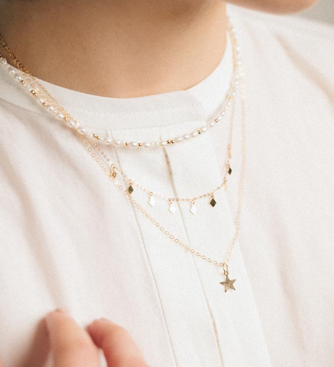Gold Filled 8mm Solid Star Charm Pendant Necklace