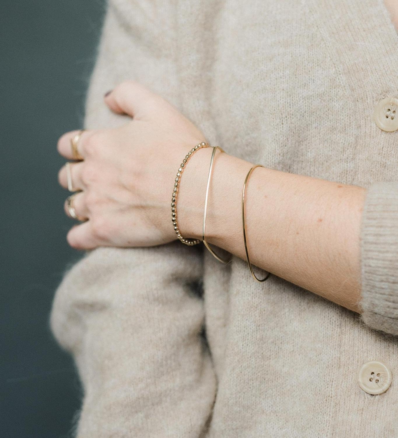 Gold Filled Square Ball Beaded Bracelet