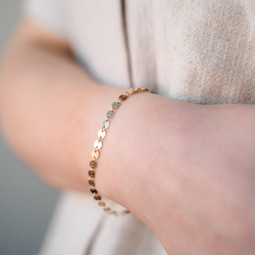 Gold Filled Disc Chain Bracelet