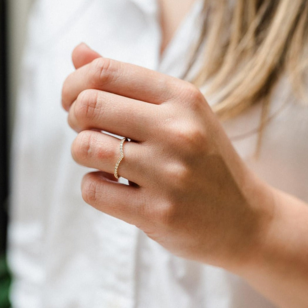 Dainty Wishbone Diamond Ring in 18kt Yellow Gold - Signature Collection