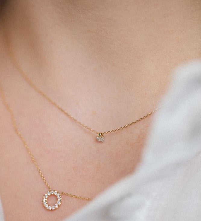 Floating Diamond Solitaire Pendant in 18kt Yellow Gold - 0.07ct(3cm)