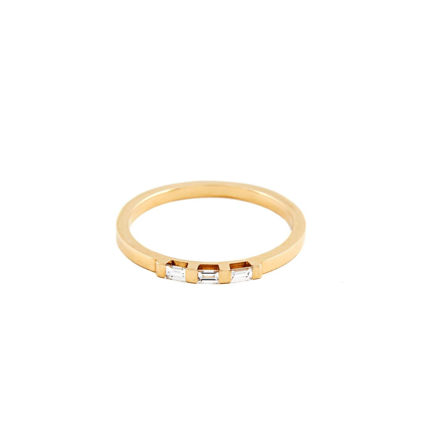 18kt Gold Three Baguette Diamond Ring