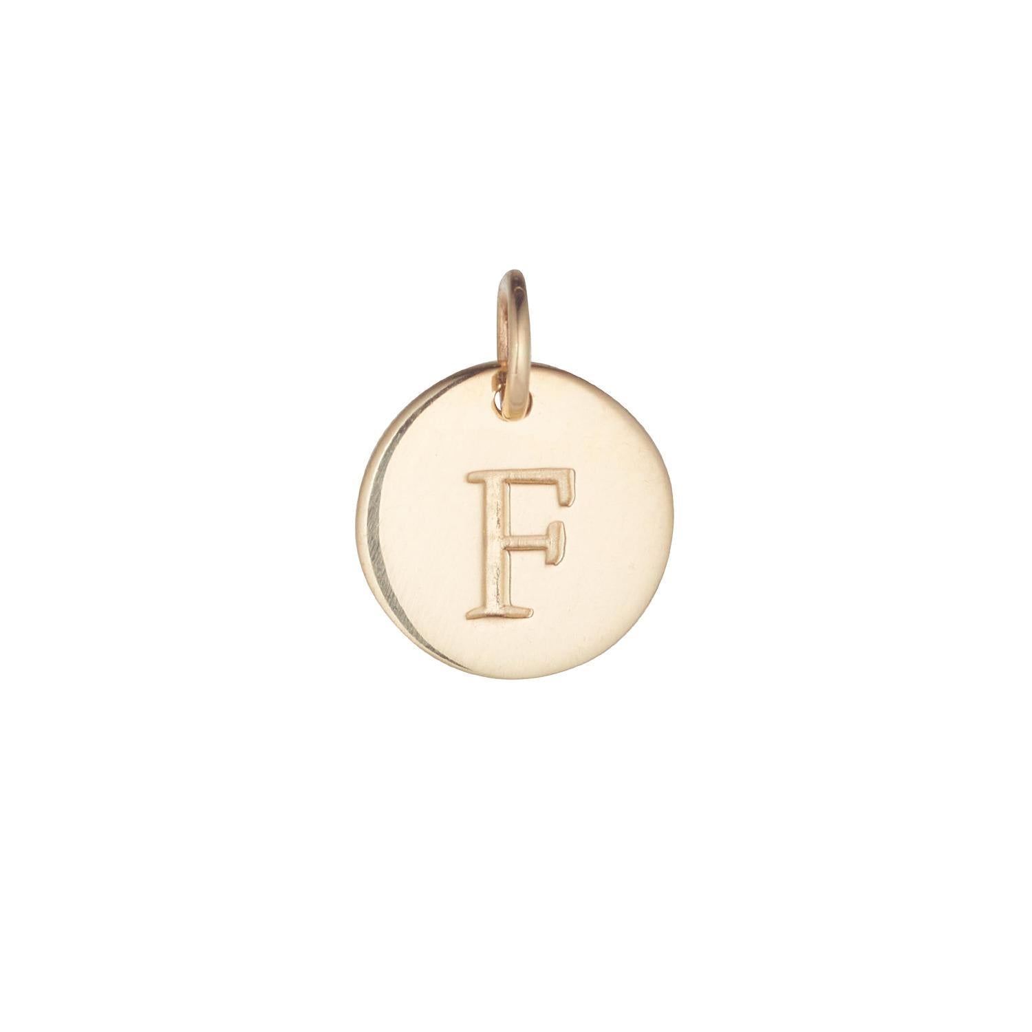 9kt Gold Initial Disc Pendant Necklace (A-Z)