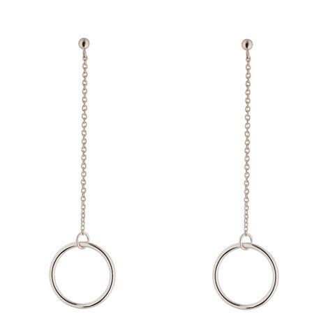 9kt Gold Circle Chain Drop Earrings