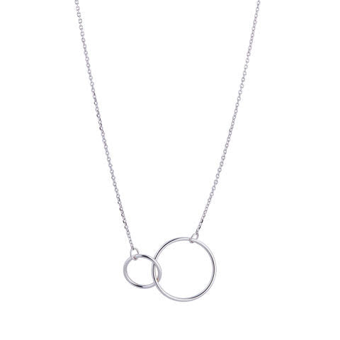 9kt White Gold Double Circle Pendant - MoMuse Jewellery