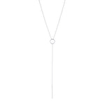 9kt White Gold Circle T-Bar Necklace - MoMuse Jewellery