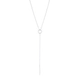 9kt White Gold Circle T-Bar Necklace - MoMuse Jewellery