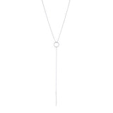 9kt White Gold Circle T-Bar Necklace - MoMuse Jewellery