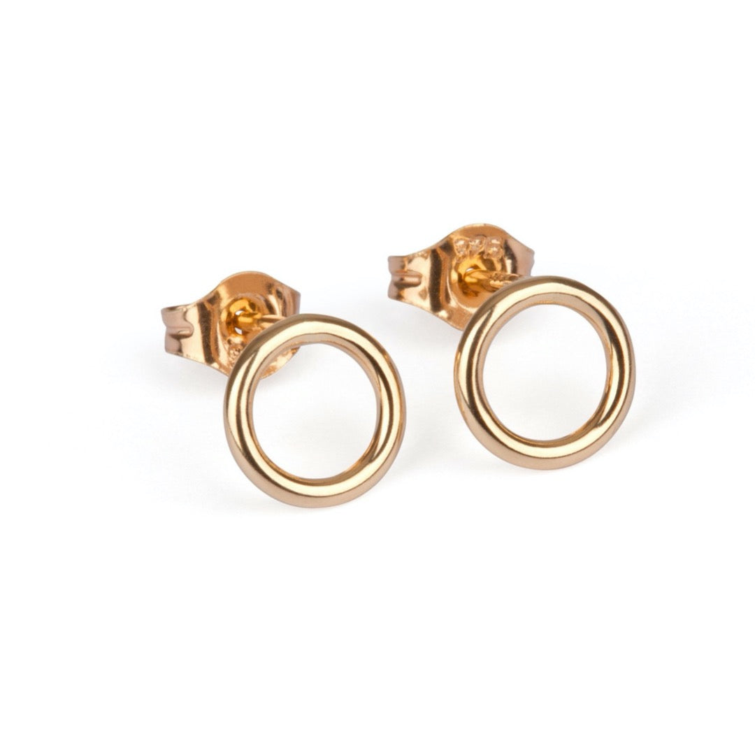 9kt Gold Circle Stud Earrings - MoMuse Jewellery