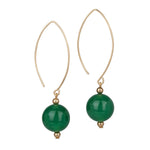 14kt Gold Filled Oval Open Green Agate Earrings - MoMuse Jewellery