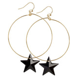 14kt Gold Filled Hoop Earrings Black Swarovski Star - MoMuse Jewellery