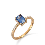 18kt Yellow Gold Ring with Sapphire and Diamond - MoMuse Jewellery