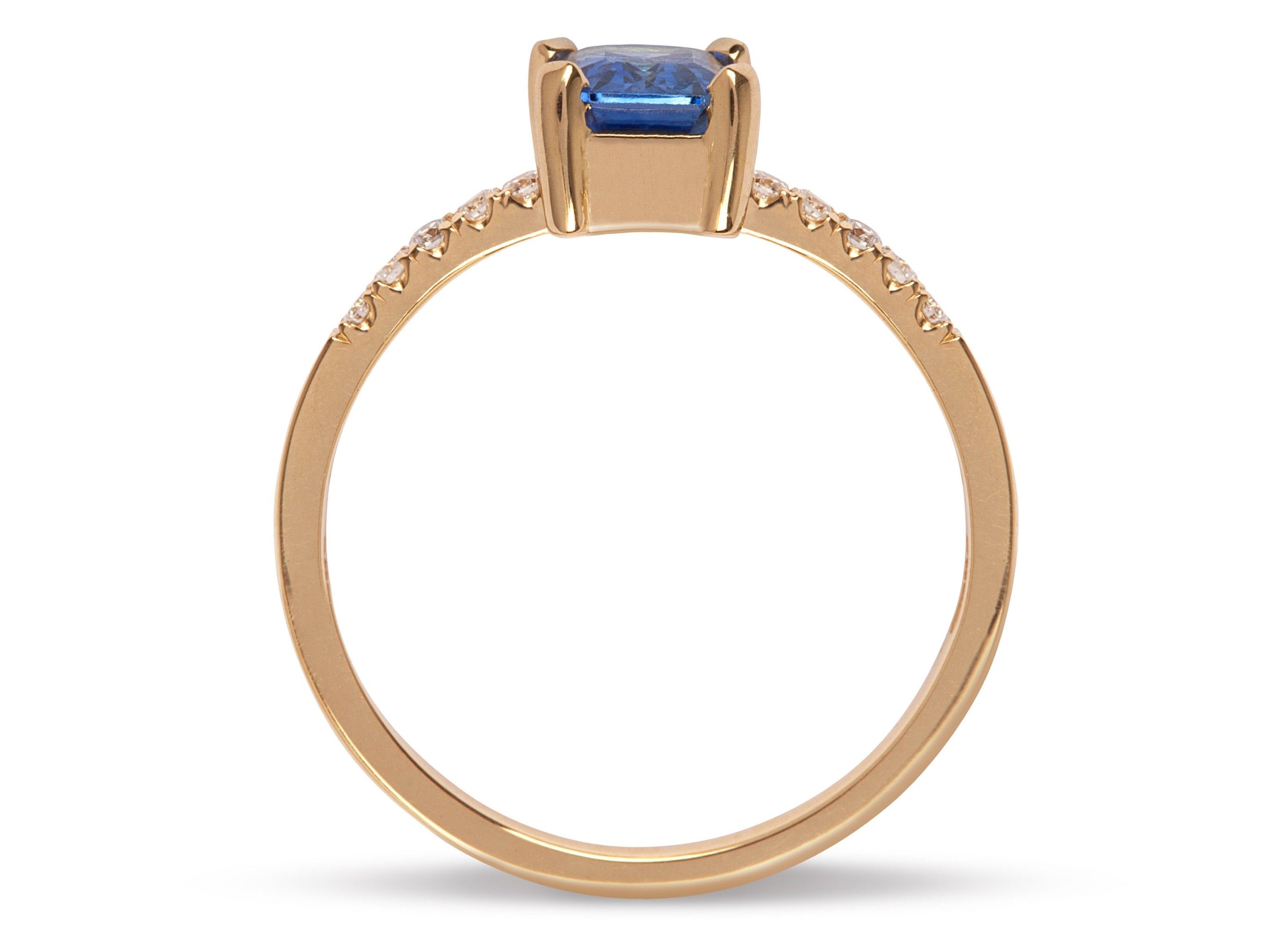 18kt Yellow Gold Ring with Sapphire and Diamond - MoMuse Jewellery