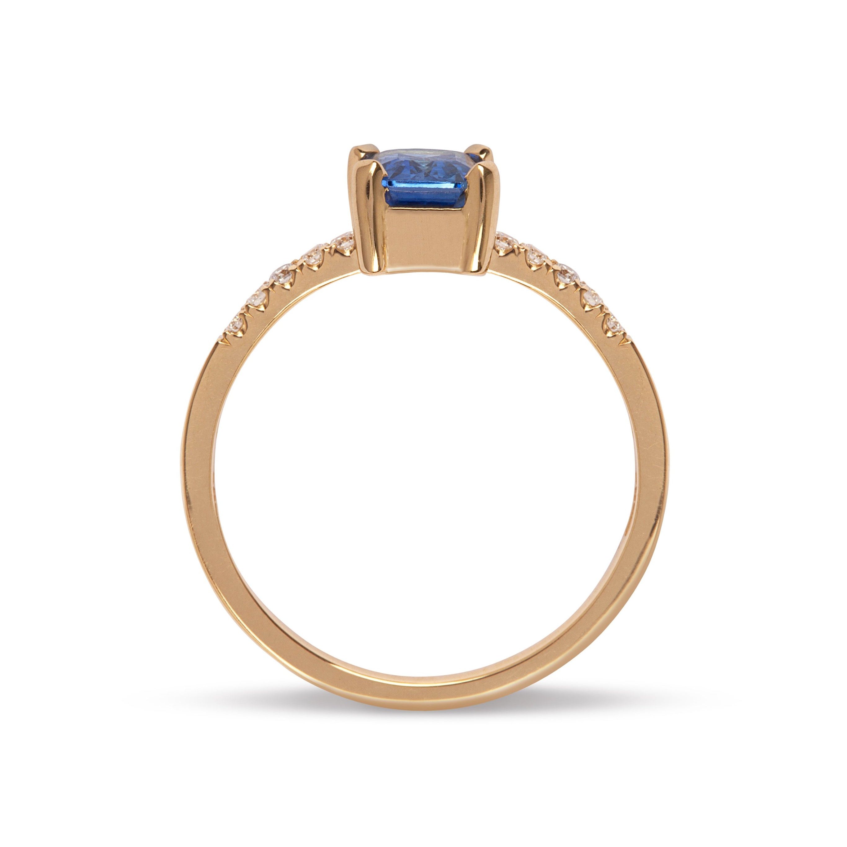 18kt Yellow Gold Ring with Sapphire and Diamond - MoMuse Jewellery