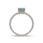 18kt White Gold Ring with Blue Topaz and Diamond - MoMuse Jewellery