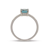 18kt White Gold Ring with Blue Topaz and Diamond - MoMuse Jewellery