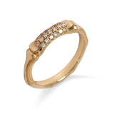 9kt Yellow Gold Bamboo Ring with White Diamonds - MoMuse Jewellery