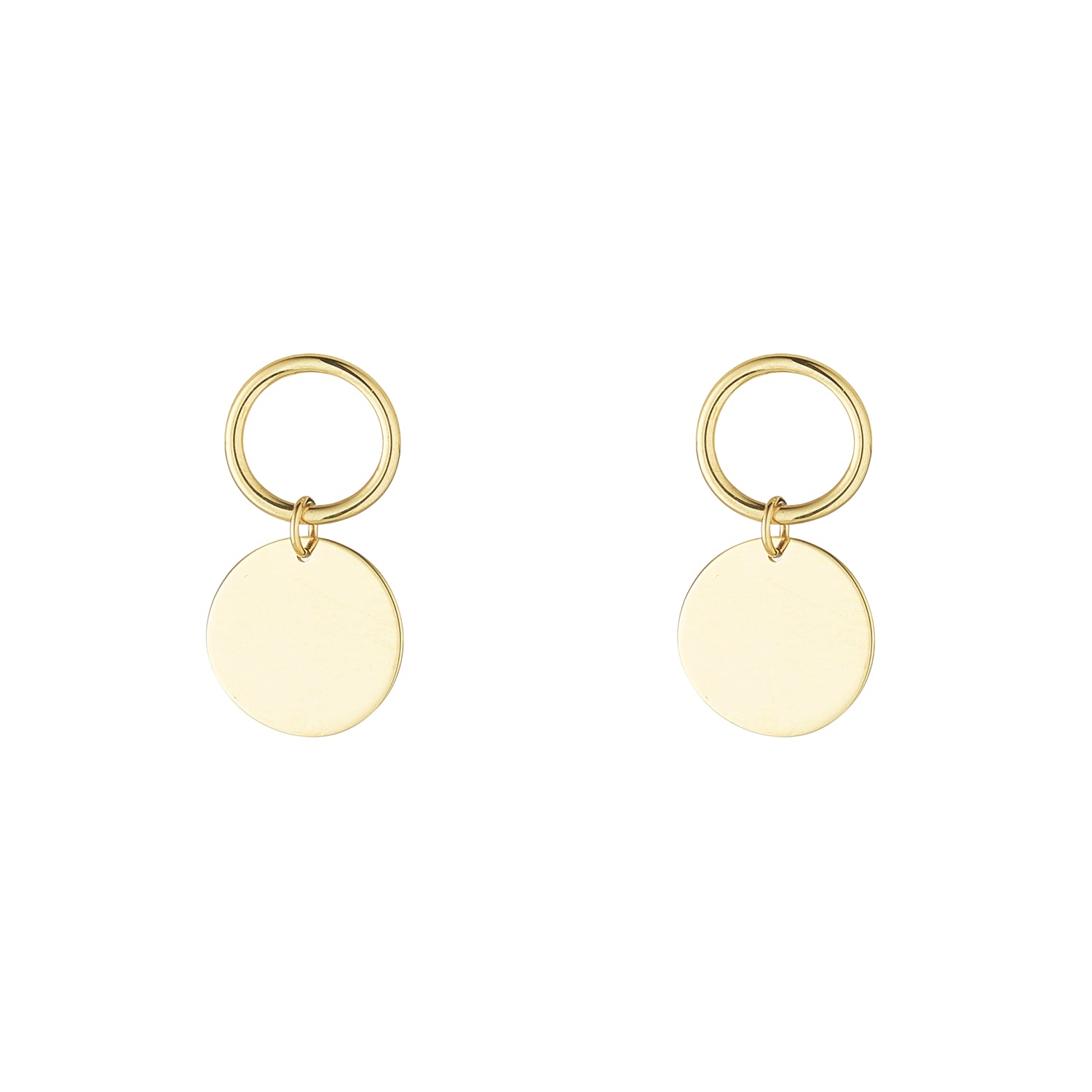 9kt Disc and Circle Earrings