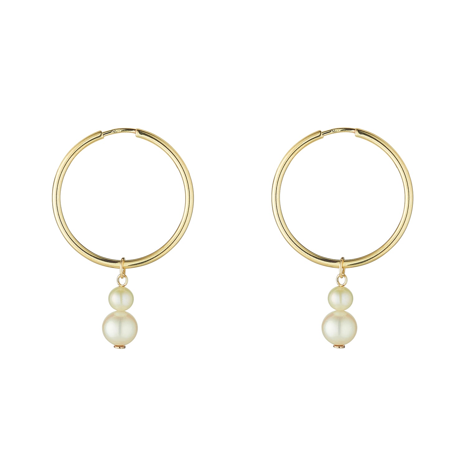 9kt Medium Double Pearl Hoop