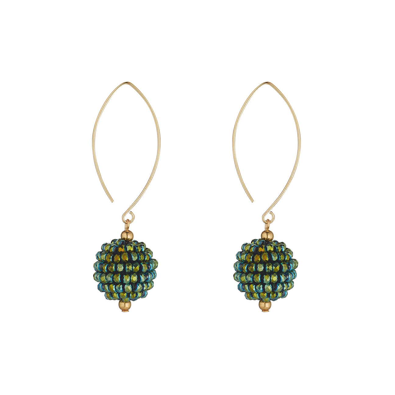 Gold Filled Small Forest Green Crystal Cluster Oval Open Earrings – MoMuse