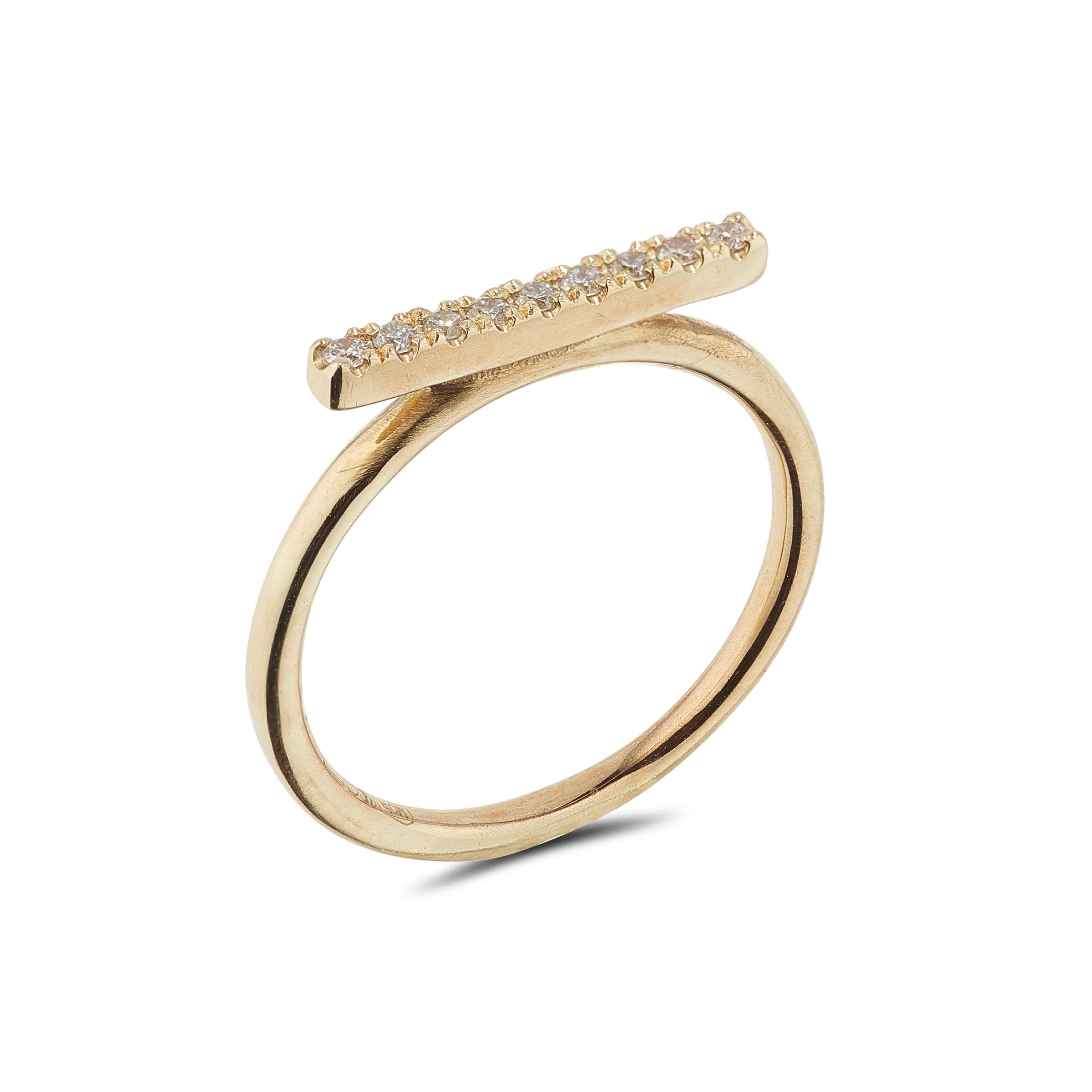 9kt Diamond Gold Bar Ring - MoMuse Jewellery