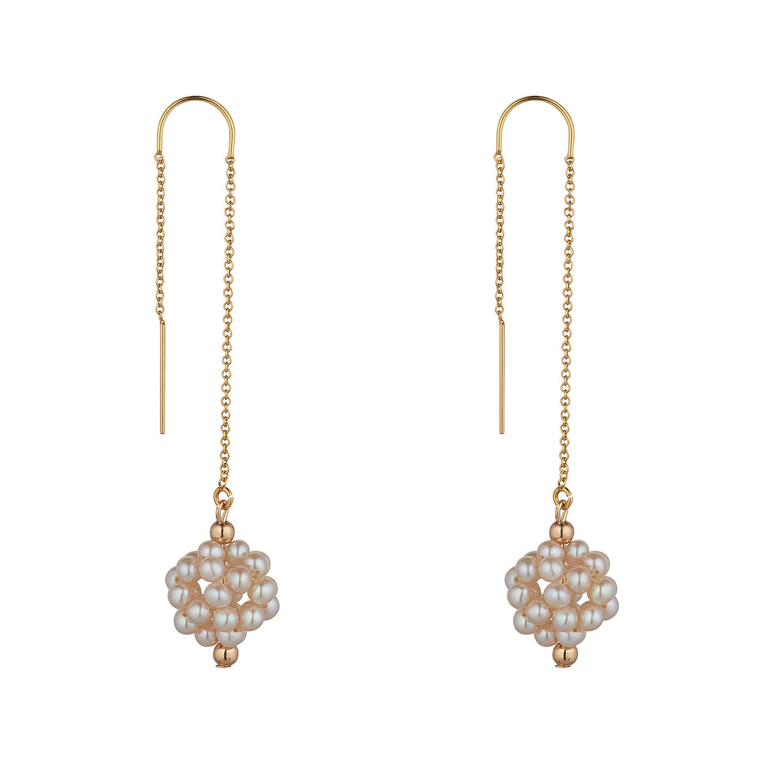 14kt Gold Filled Cluster Pearl Threader drop earrings