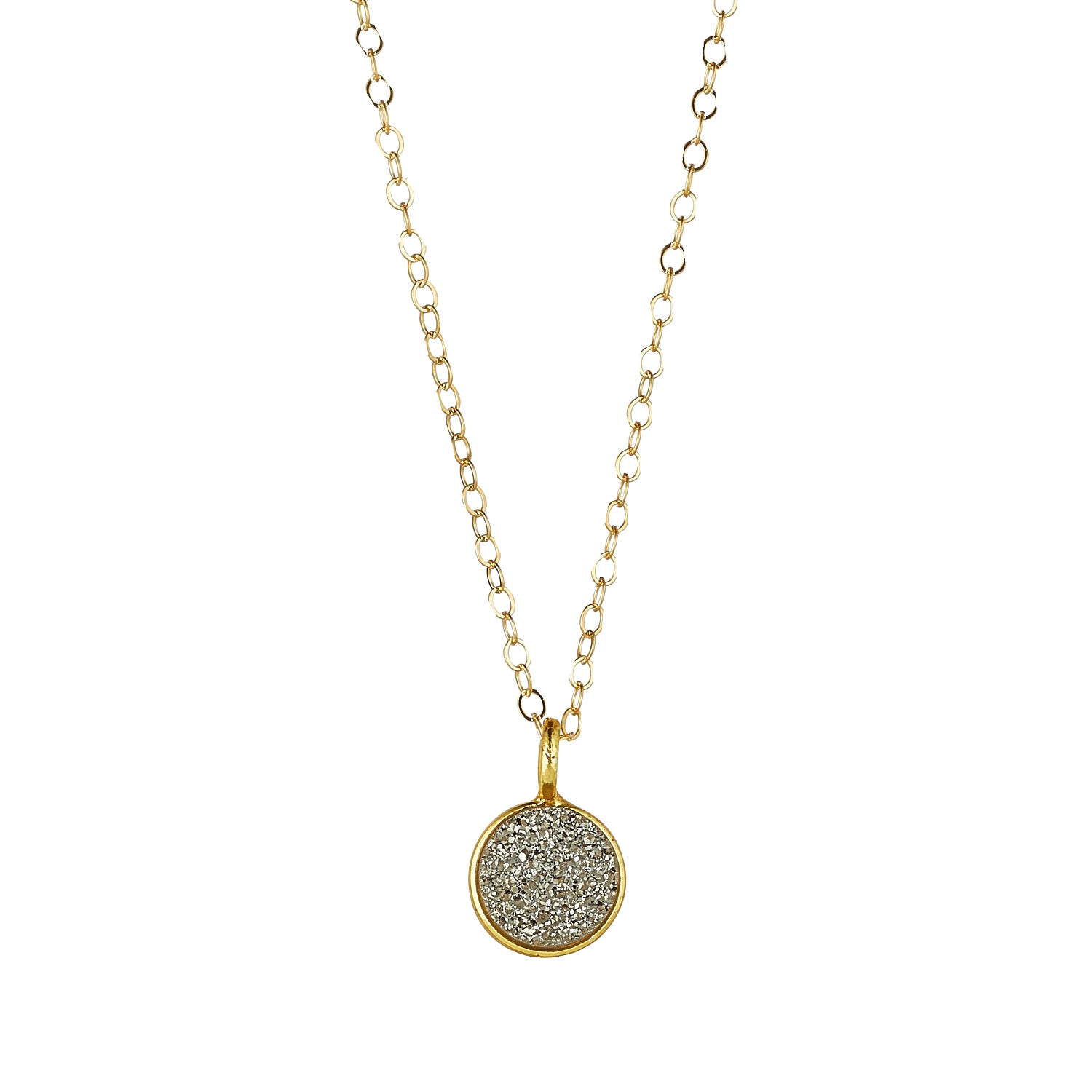 Gold Filled Mini Druzy Quartz Pendant Necklace