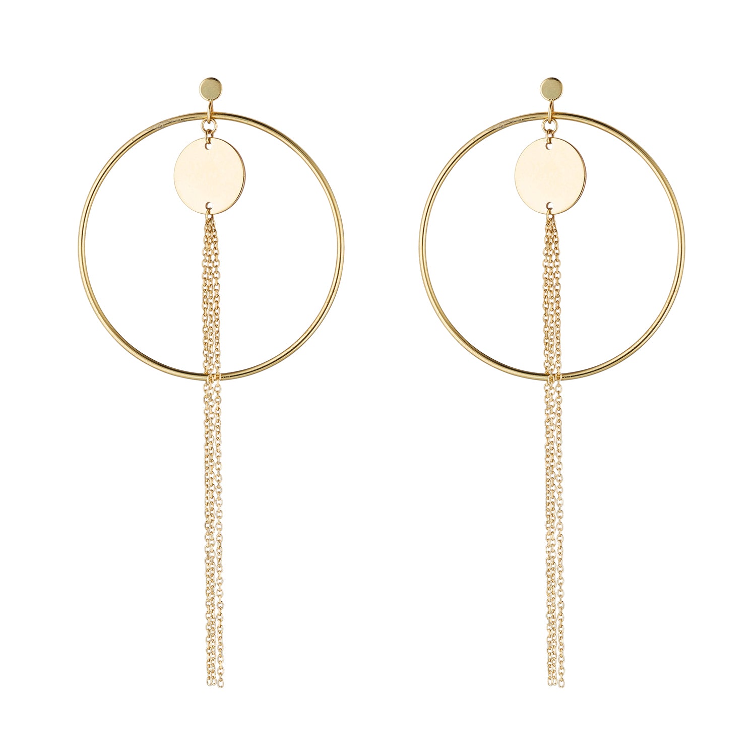 9kt Gold Circle & Tassel Earrings - MoMuse Jewellery