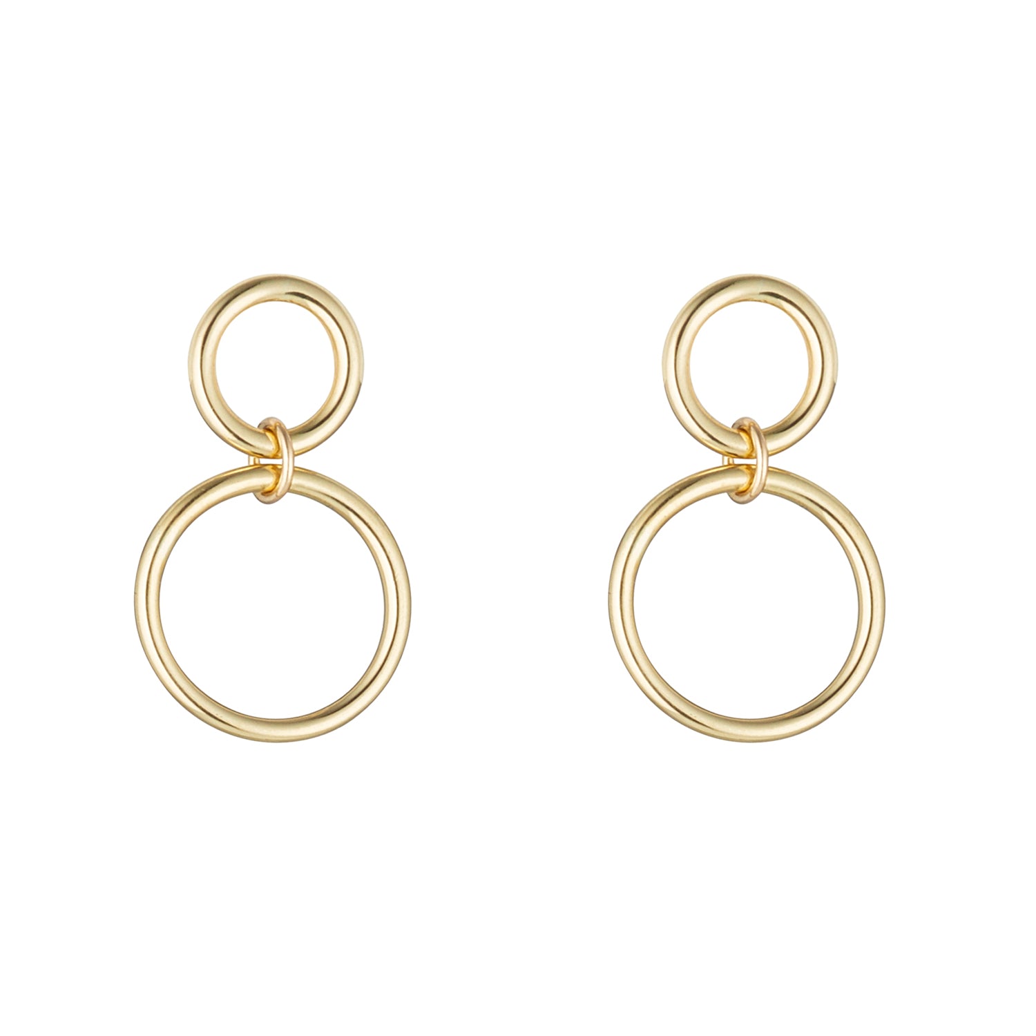 9kt Gold Double Circle Earrings with Post - MoMuse Jewellery