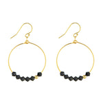 14kt Gold Filled Black Crystal Row Hoop Earrings - MoMuse Jewellery