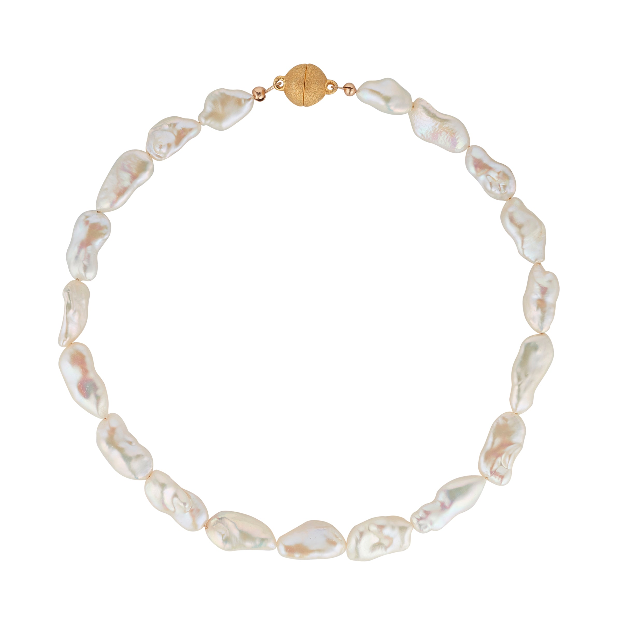 String of Baroque Pearls with gold plated magnetic clasp 