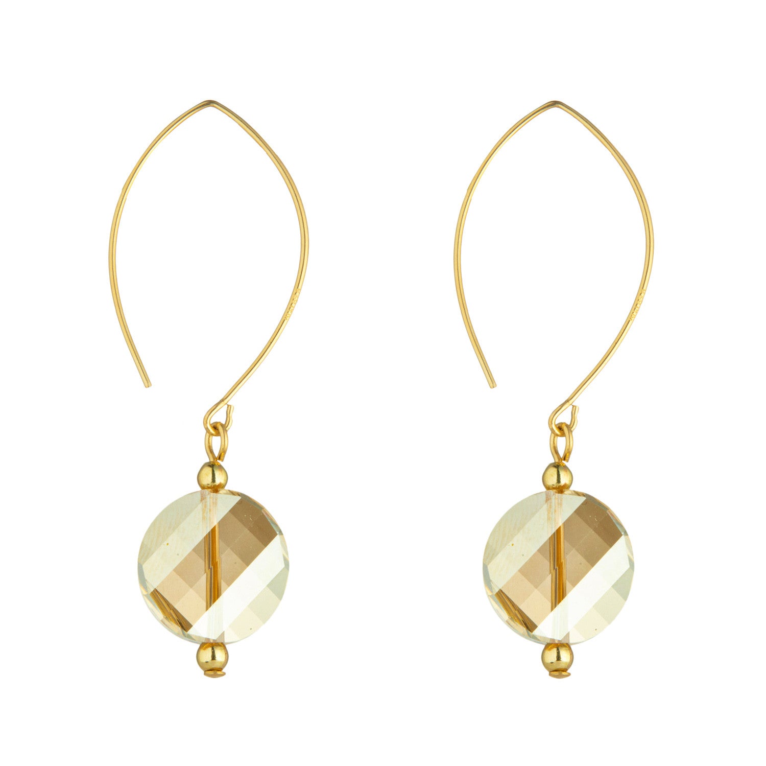 14kt Gold Filled Golden Shadow Swarovski Crystal Oval Earrings - MoMuse Jewellery
