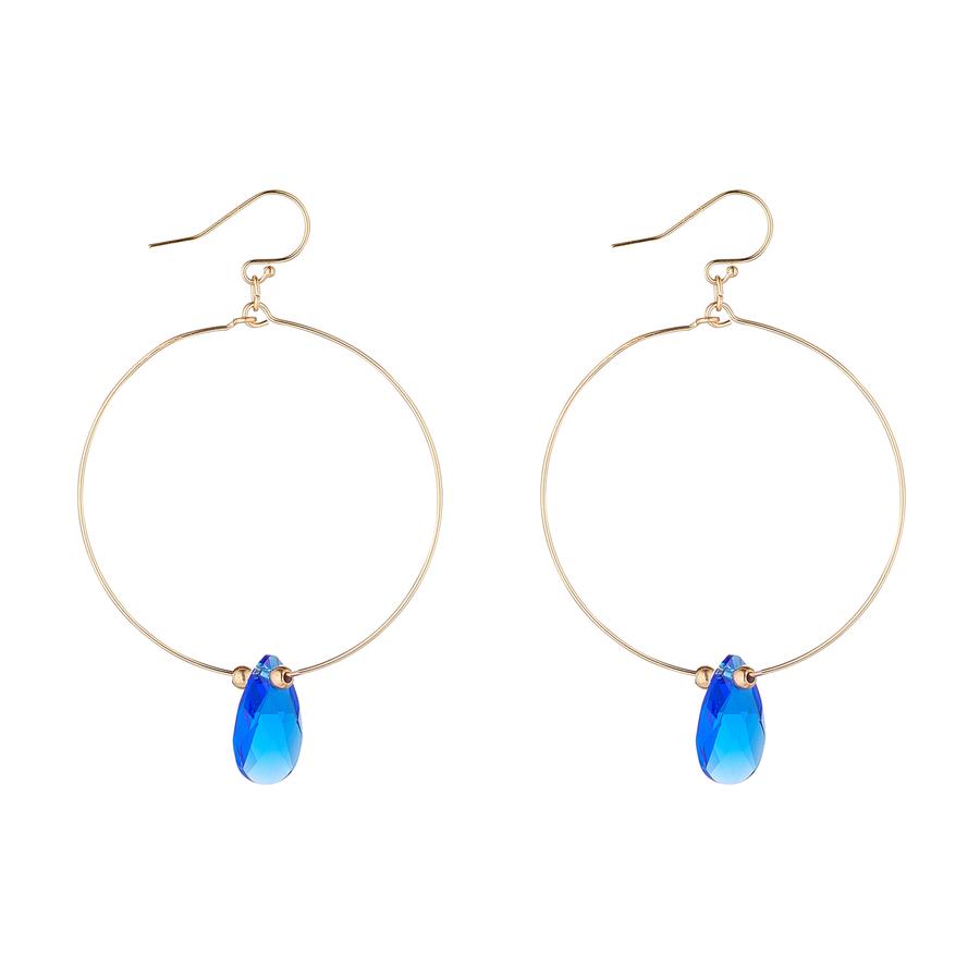 Gold Filled Teardrop Crystal Large Hoop Earrings