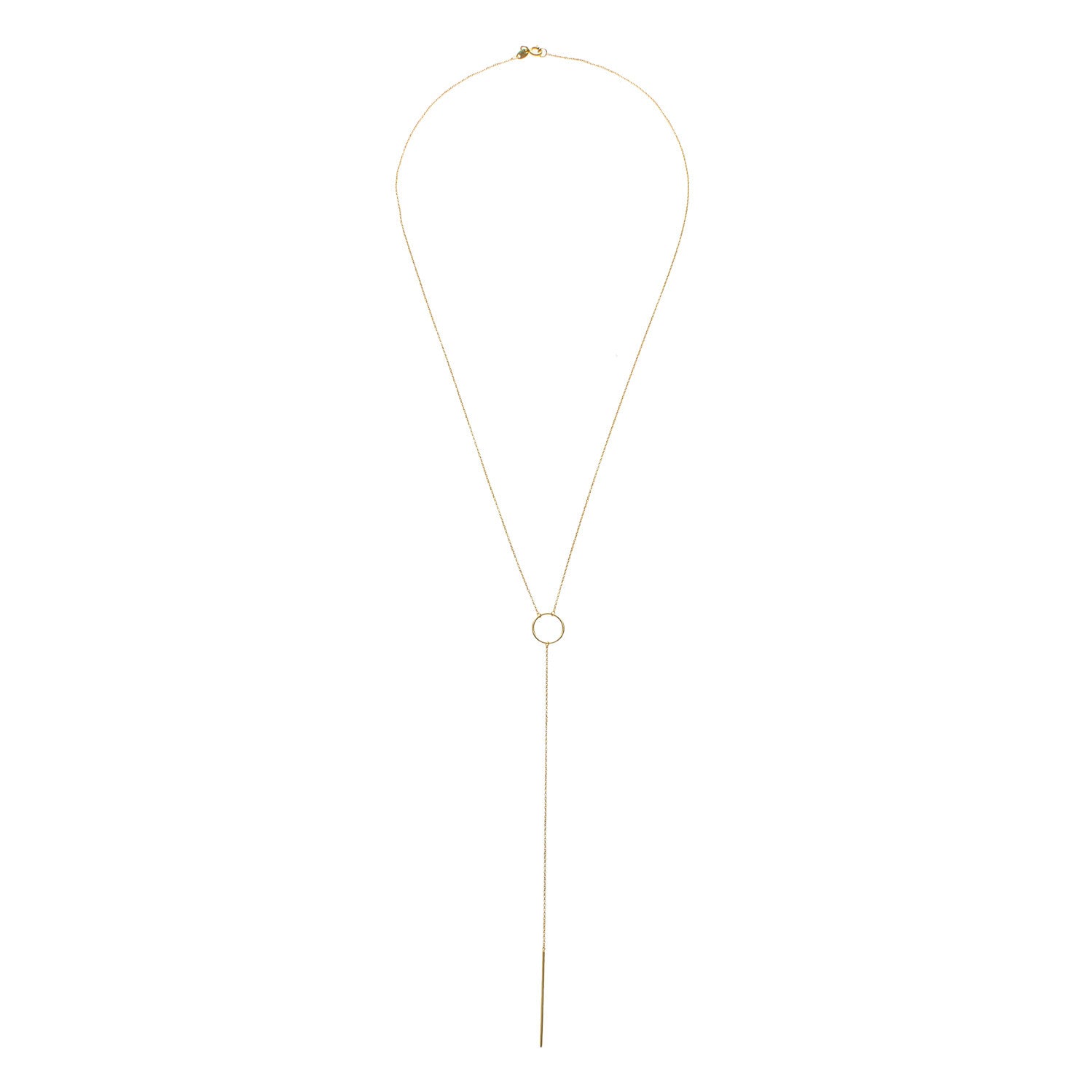 9kt Gold Circle T-Bar Necklace - MoMuse Jewellery