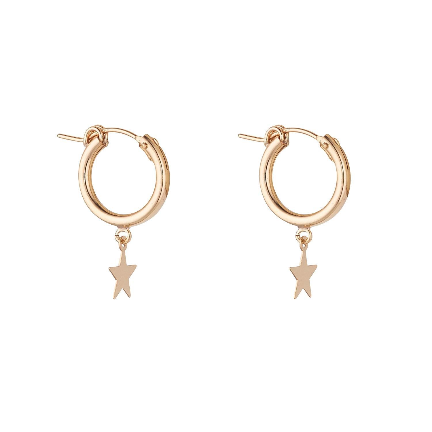 Gold star clip hoop earrings