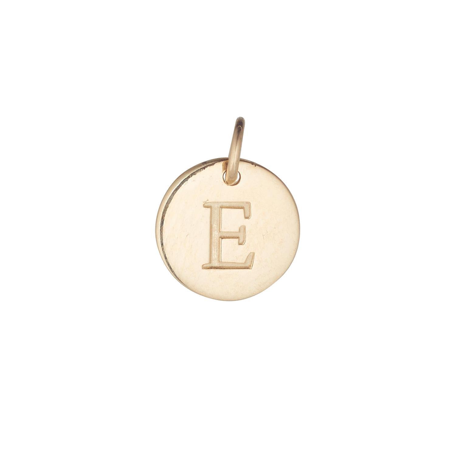 9kt Gold Initial Disc Pendant Necklace (A-Z)