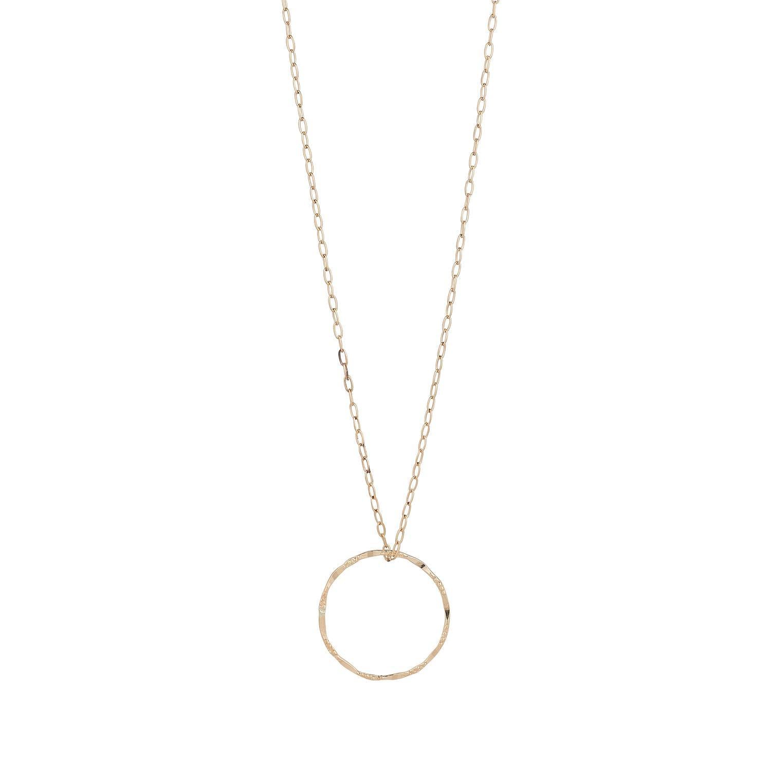 Gold Filled Molten Circle Pendant Necklace