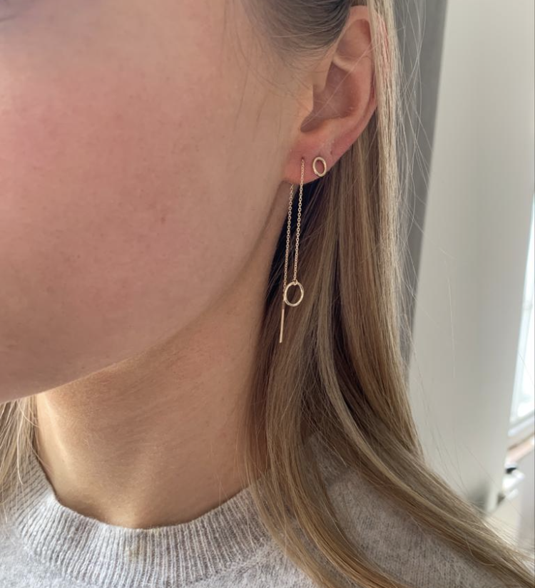 9kt Gold Circle Threader Earring