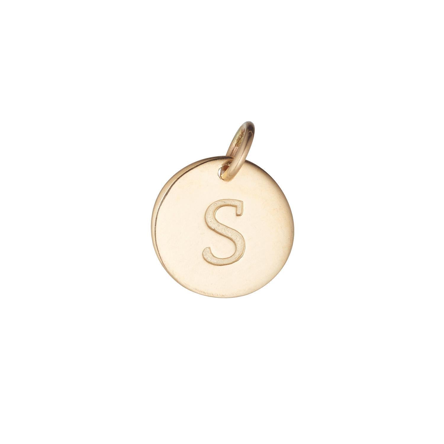 9kt Gold Initial Disc Pendant Necklace (A-Z)