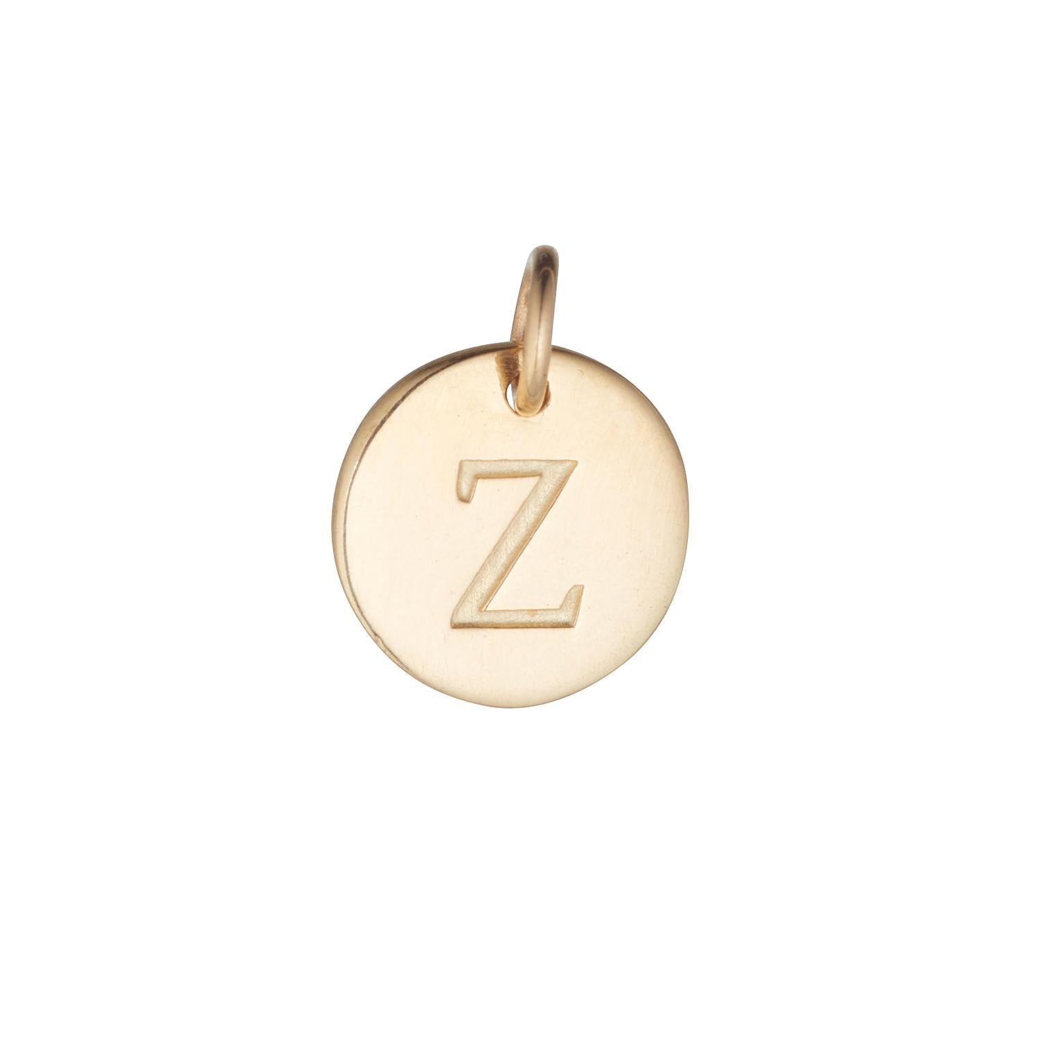 9kt Gold Initial Disc Pendant Necklace (A-Z)