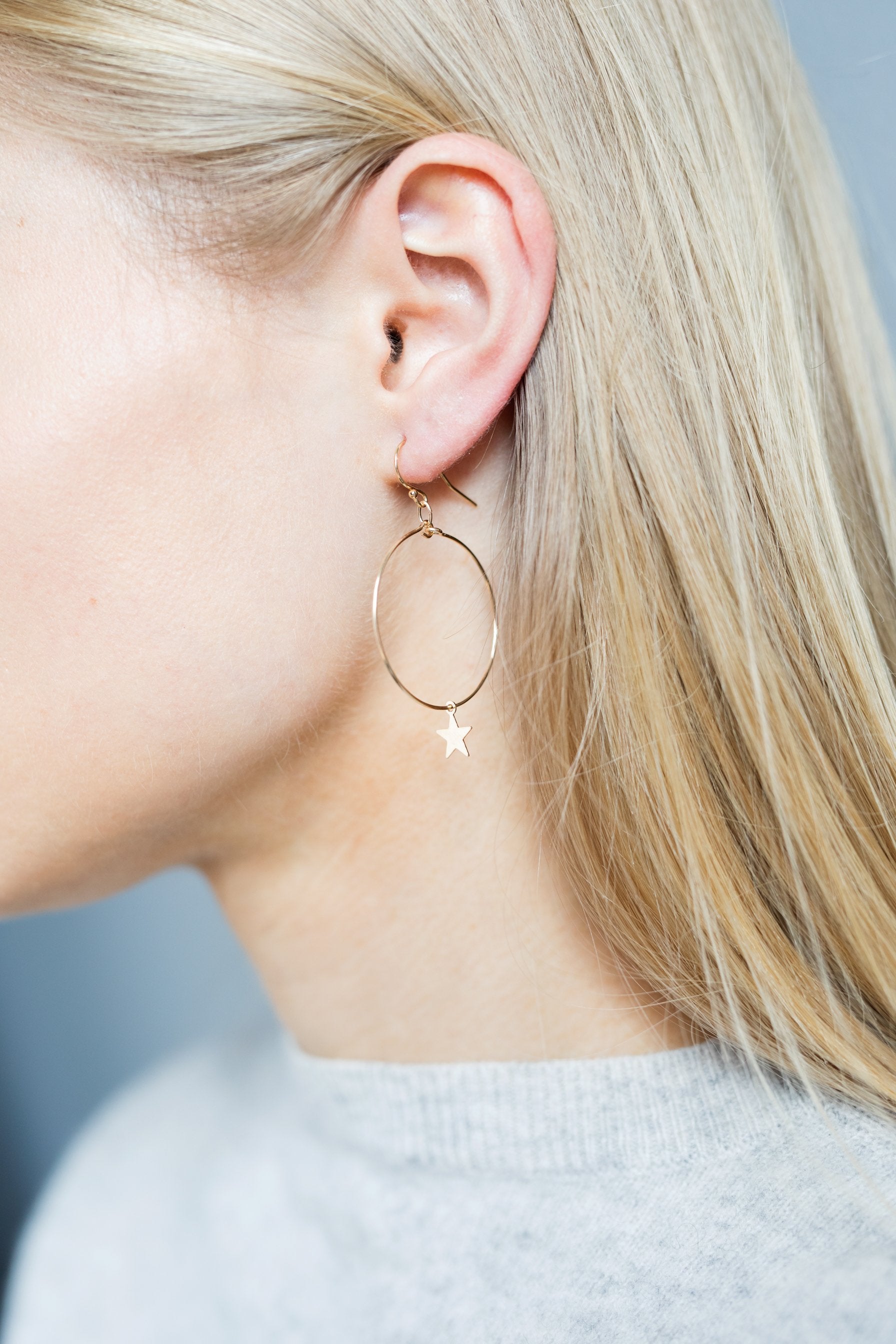 Small Hoop and Baroque Charm Gold Earring Set  Olivia  Pearl