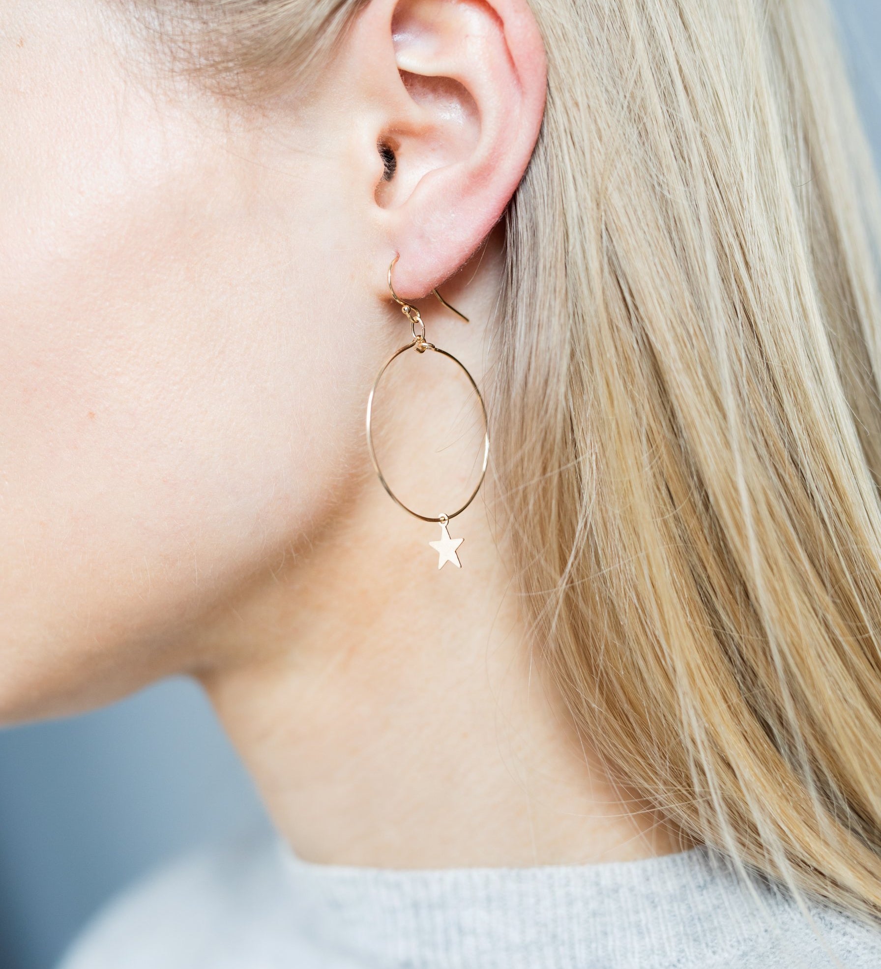 Gold Filled Star Charm Small Hoop Earrings